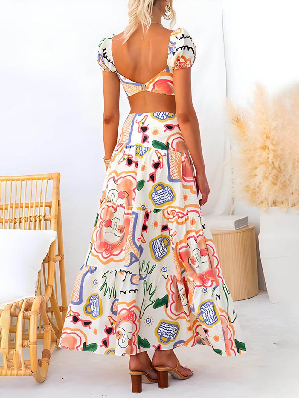Printed Wrap Skirt Co-ord Set