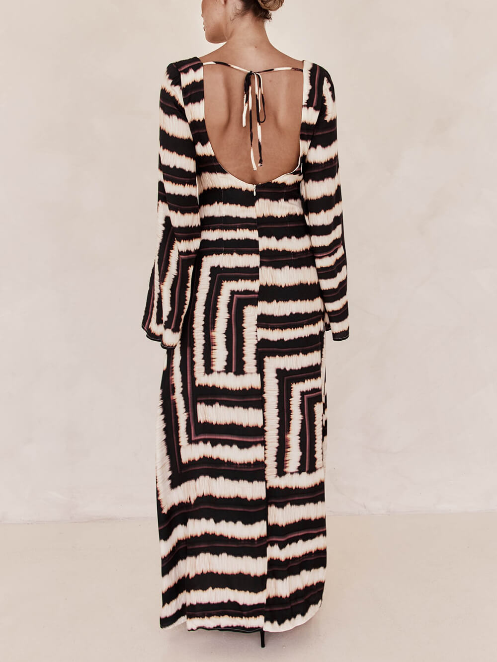 V-Neck Tie-Detail Maxi Dress