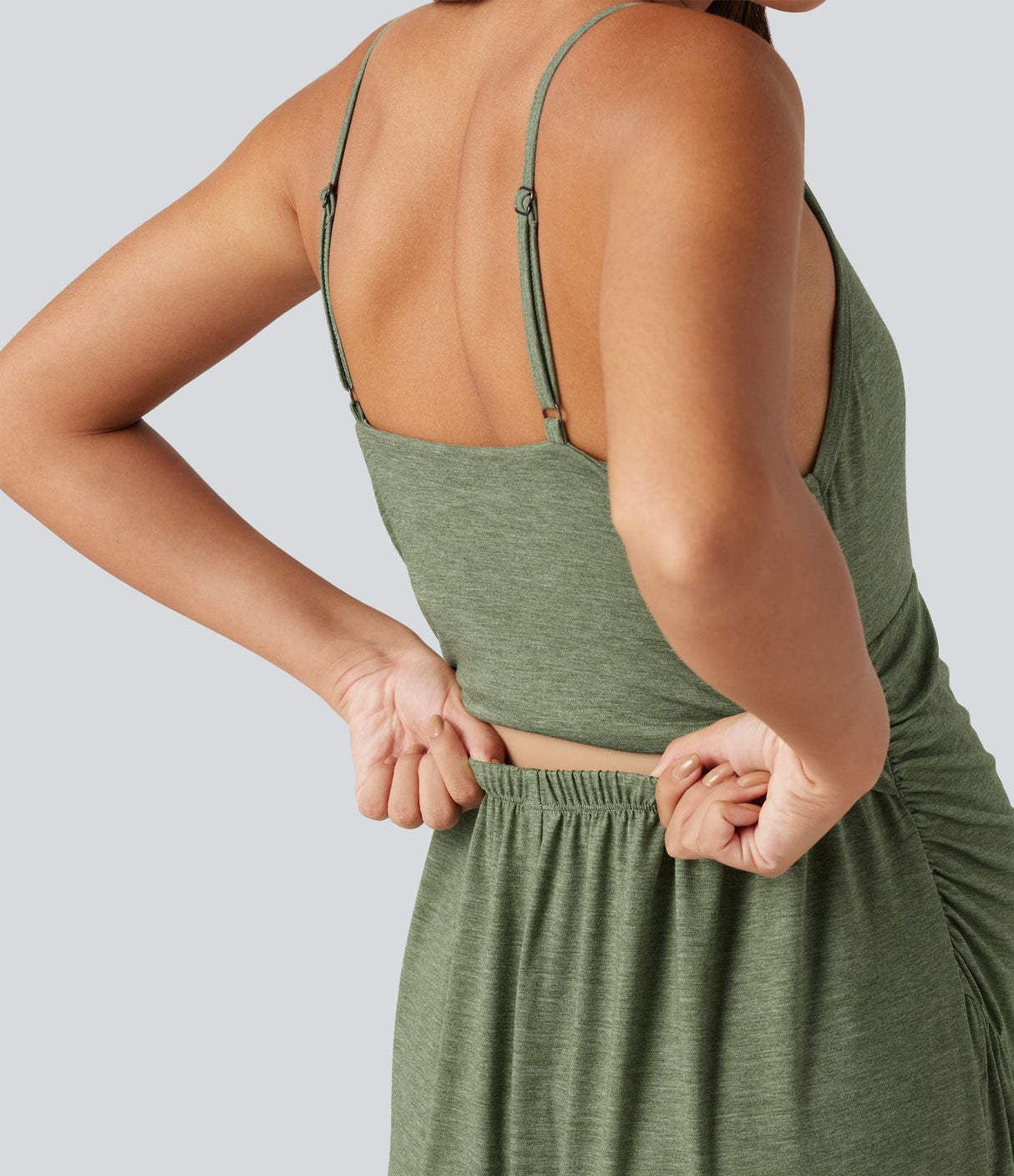 Built-In-Bra Wide Leg Maternity Slip Jumpsuit with Pockets