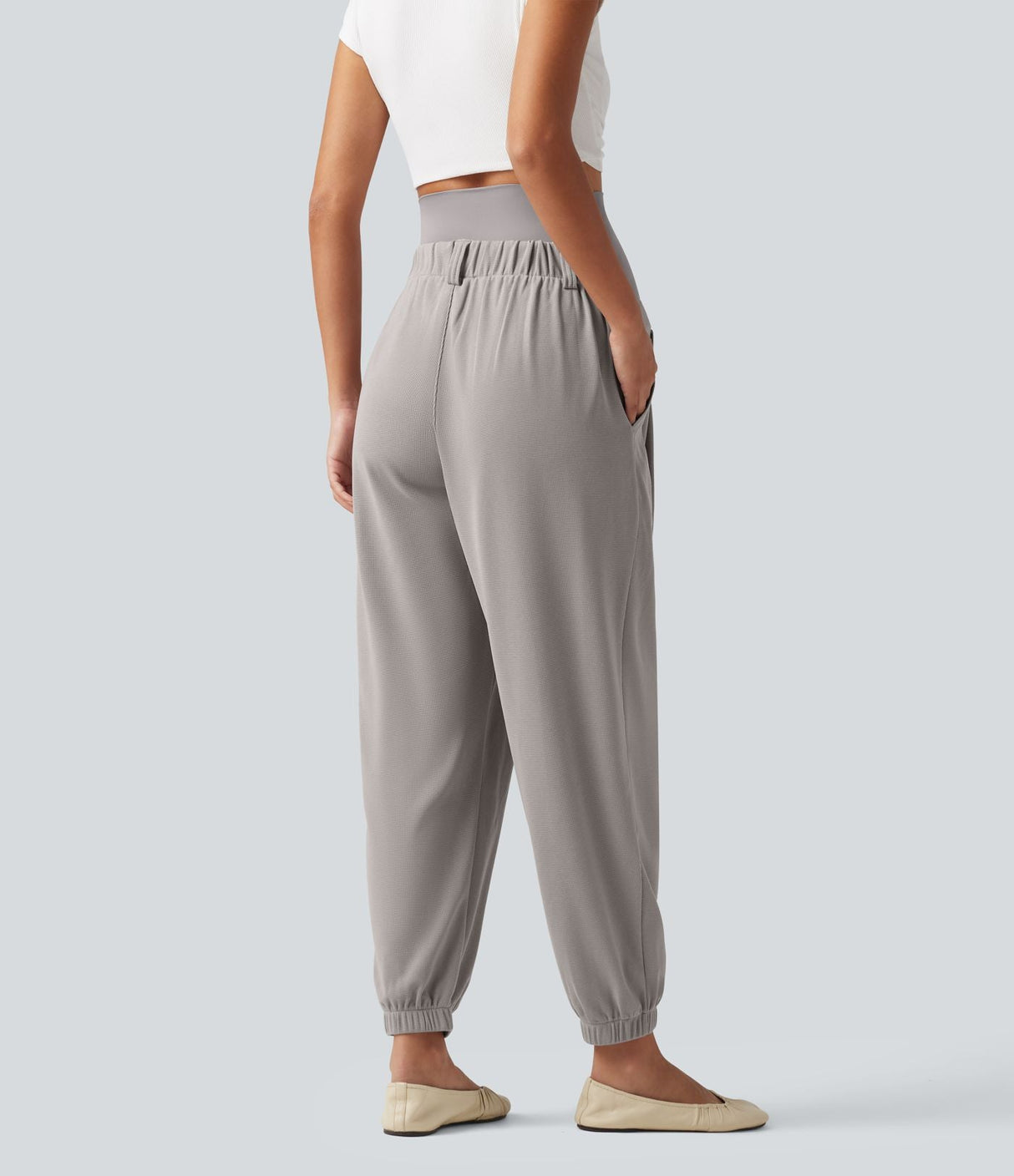 Super High Waisted Tapered Waffle Maternity Joggers