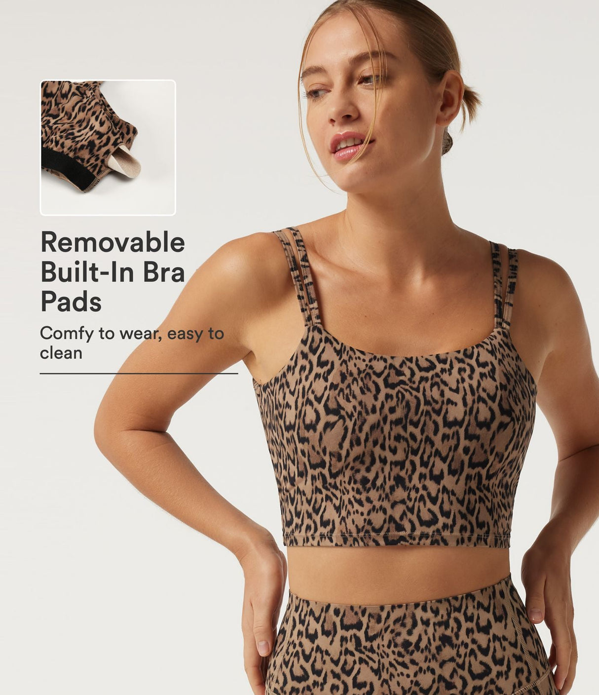 Leopard Print Light Support Square Neck Yoga Sports Bra
