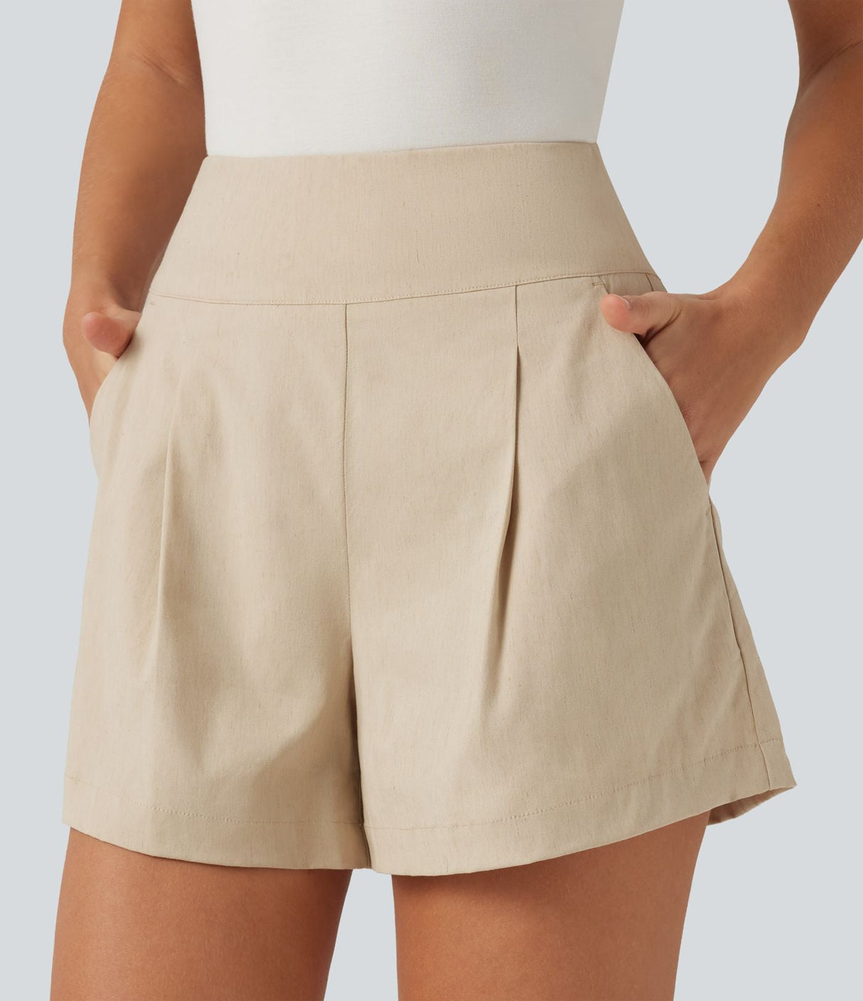 High Waisted Casual Zip Fly Shorts 4" with Pockets