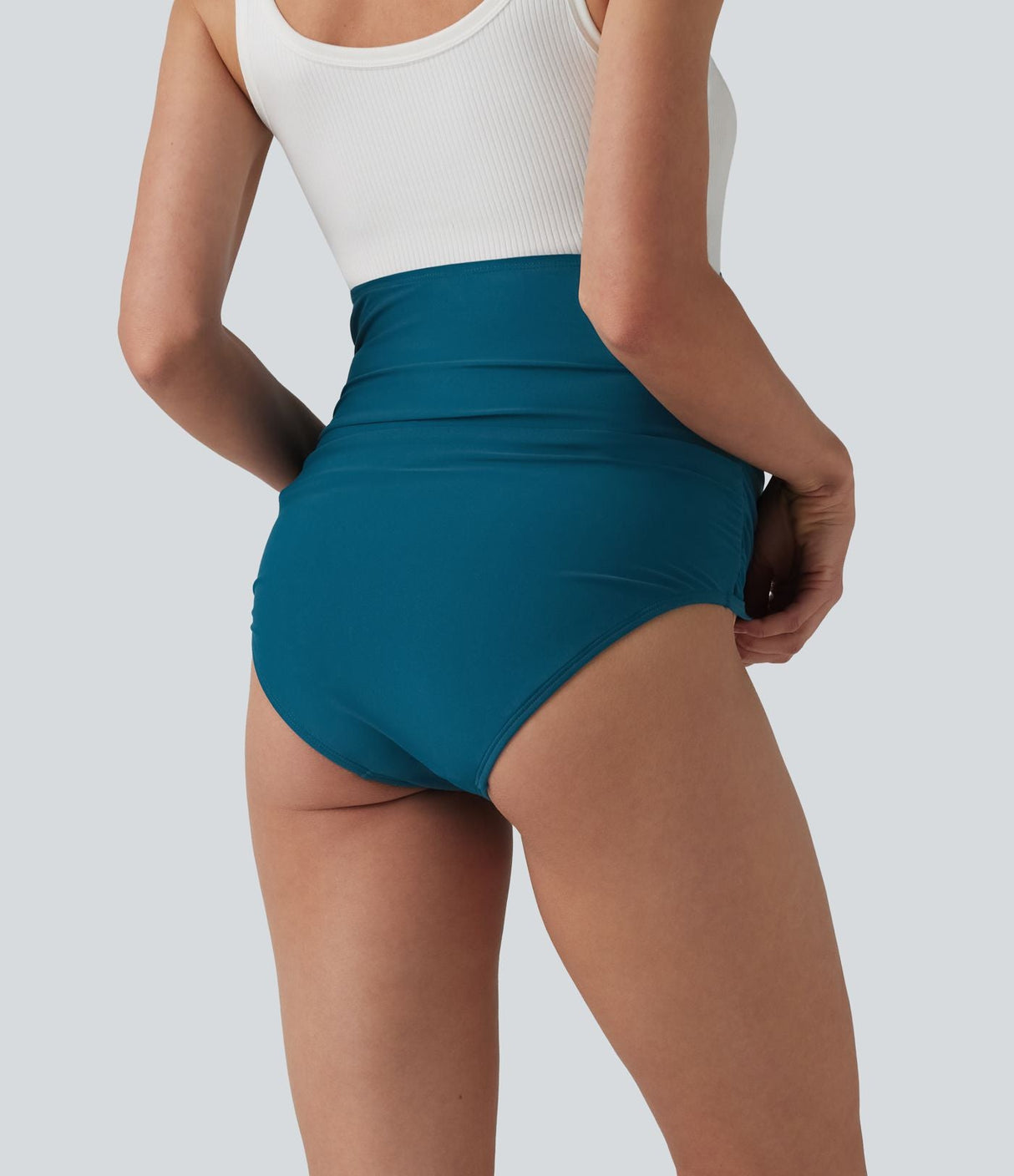 Super High Waisted Ruched Maternity Bikini Bottom Swimsuit