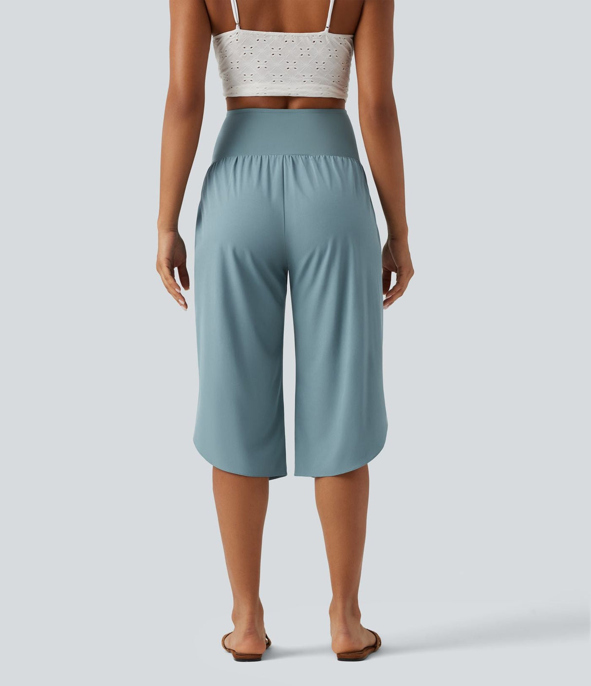 Super High Waisted Curved Hem Quick Dry Capri Maternity