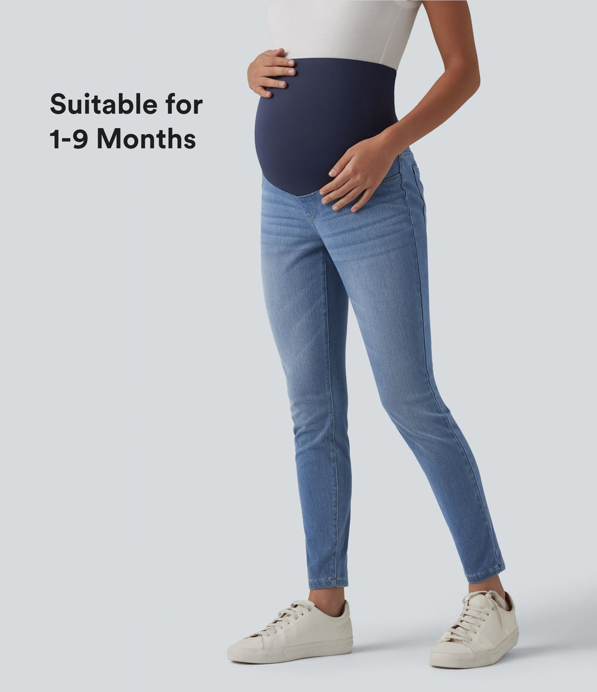 Super High Waisted Skinny 7/8 Maternity Jeans with Pockets