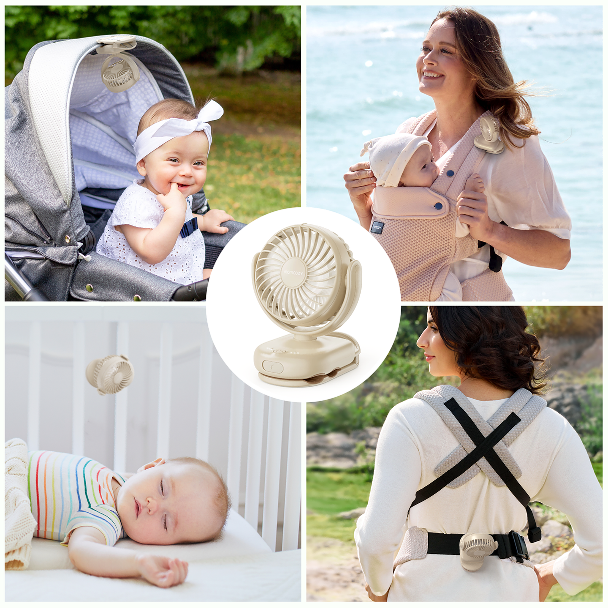 Emma Portable Stroller Fan with Rechargeable Clip Design