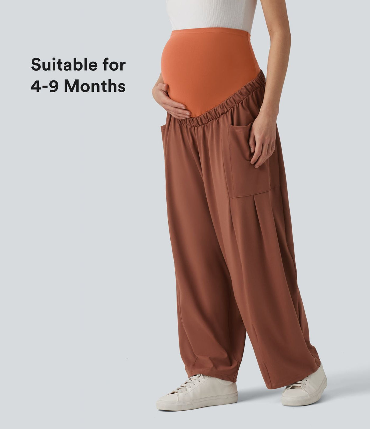 Super High Waisted Maternity Baggy Pants with Pockets