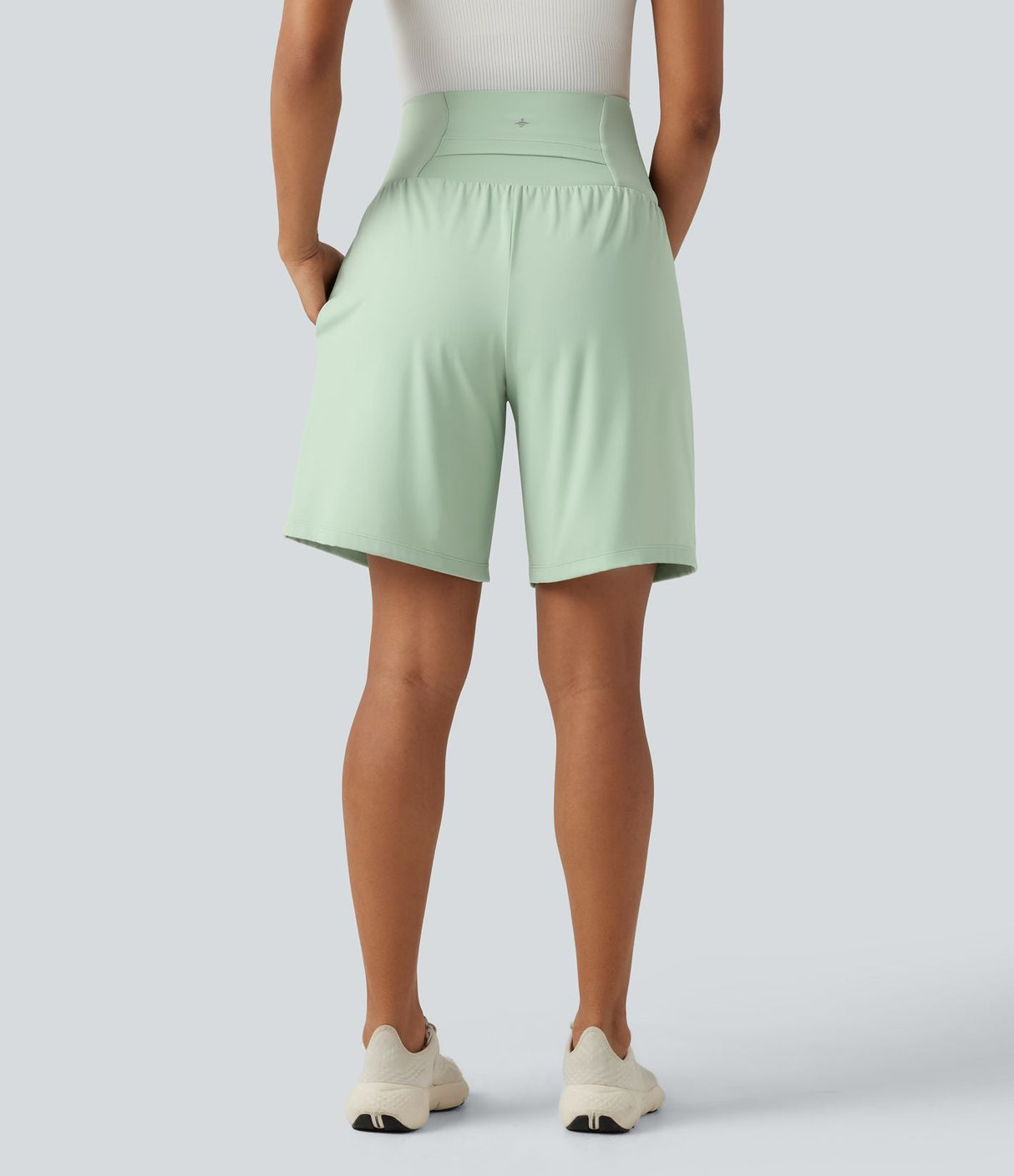 Super High Waisted Yoga Maternity Shorts 9'' with Pockets