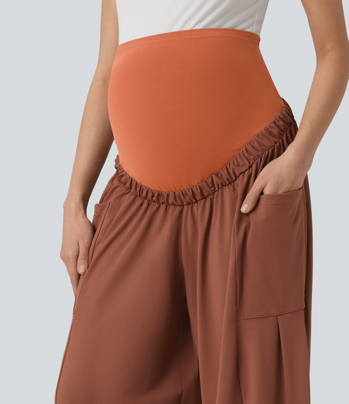 Super High Waisted Maternity Baggy Pants with Pockets