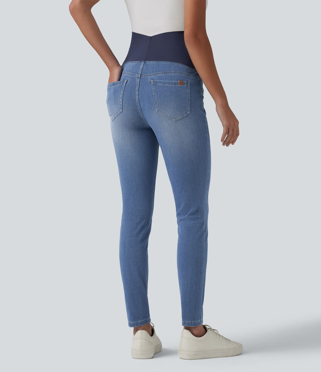 Super High Waisted Skinny 7/8 Maternity Jeans with Pockets