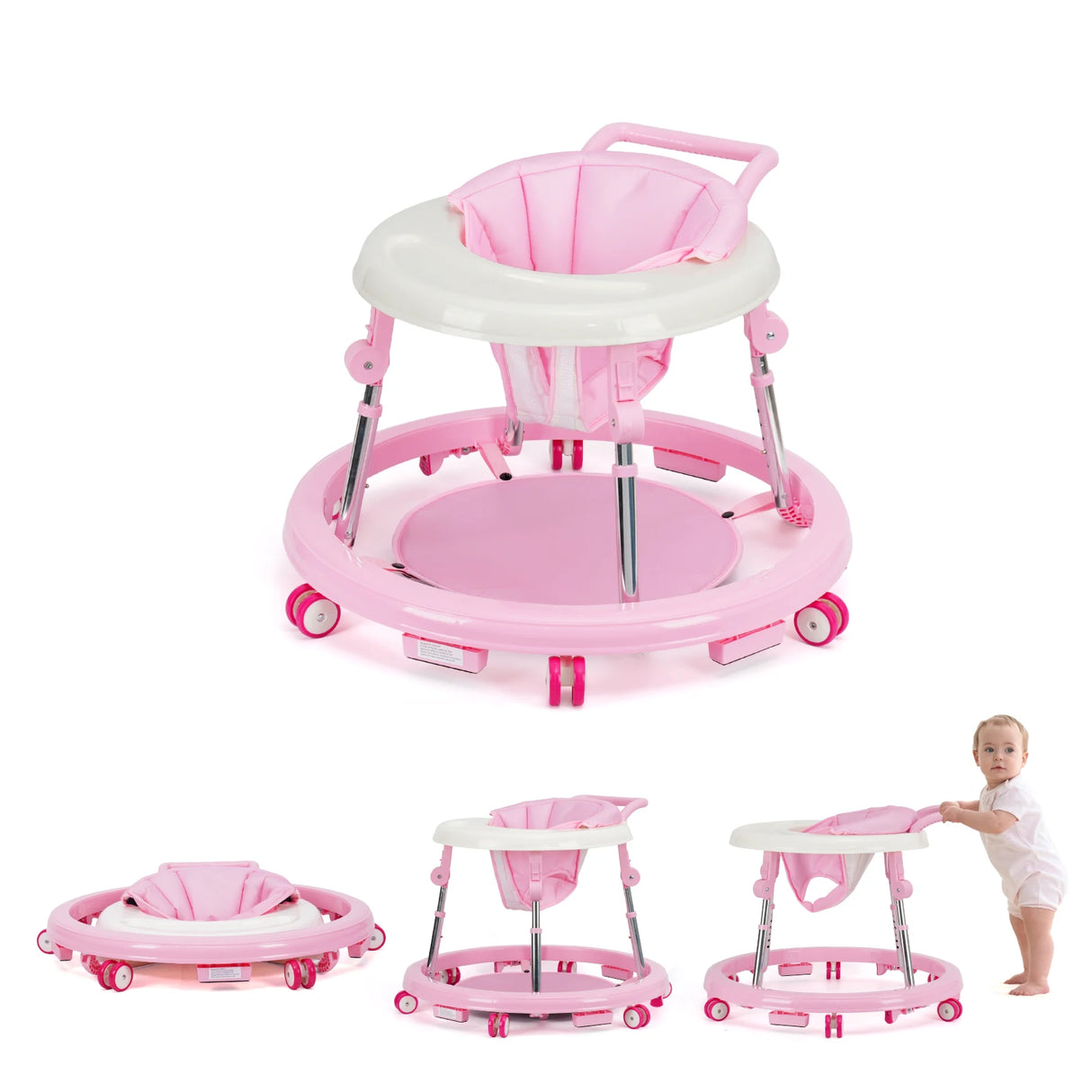 NuriBloom Wilma Baby Walker – Foldable Adjustable Infant Walker with Activity Tray