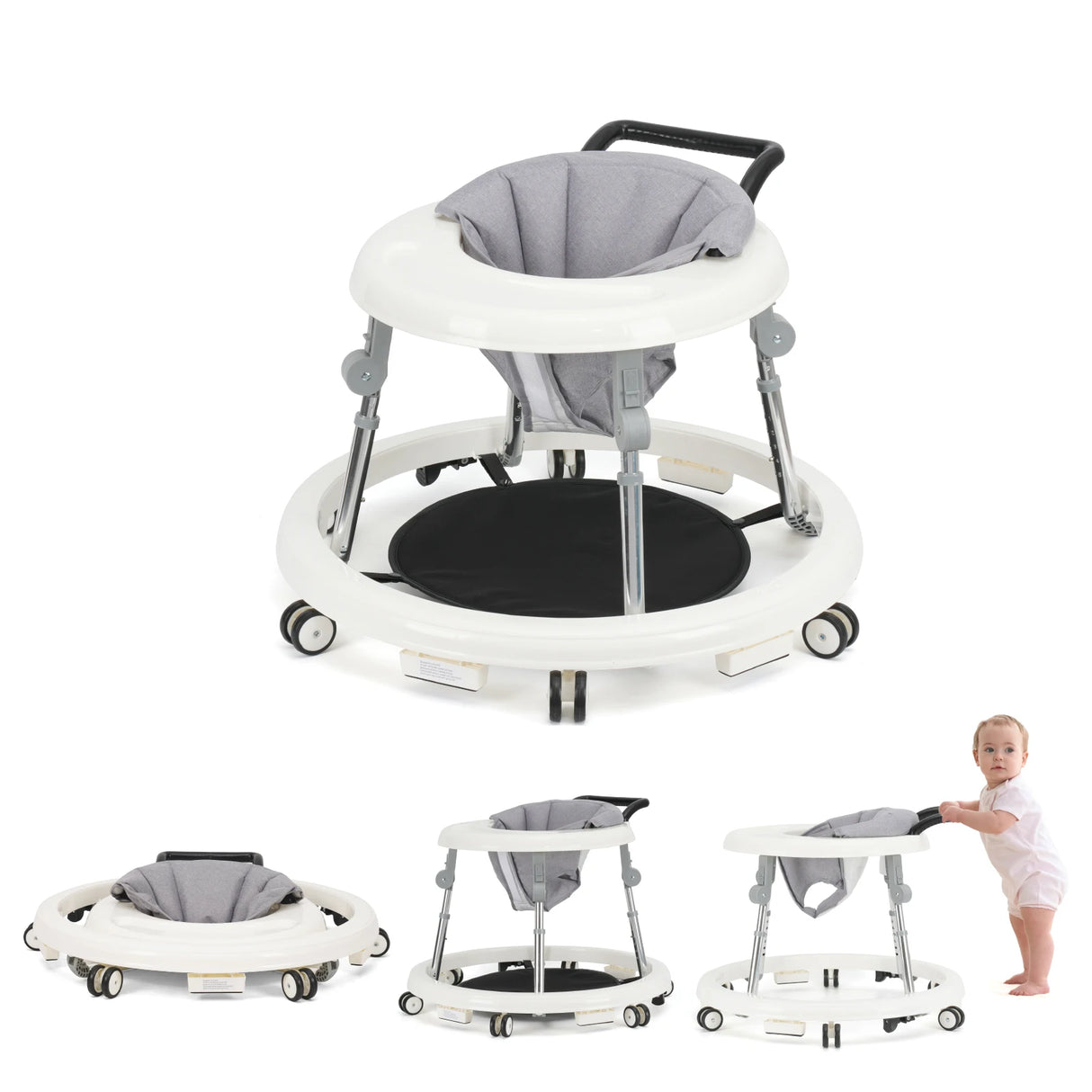 NuriBloom Wilma Baby Walker – Foldable Adjustable Infant Walker with Activity Tray