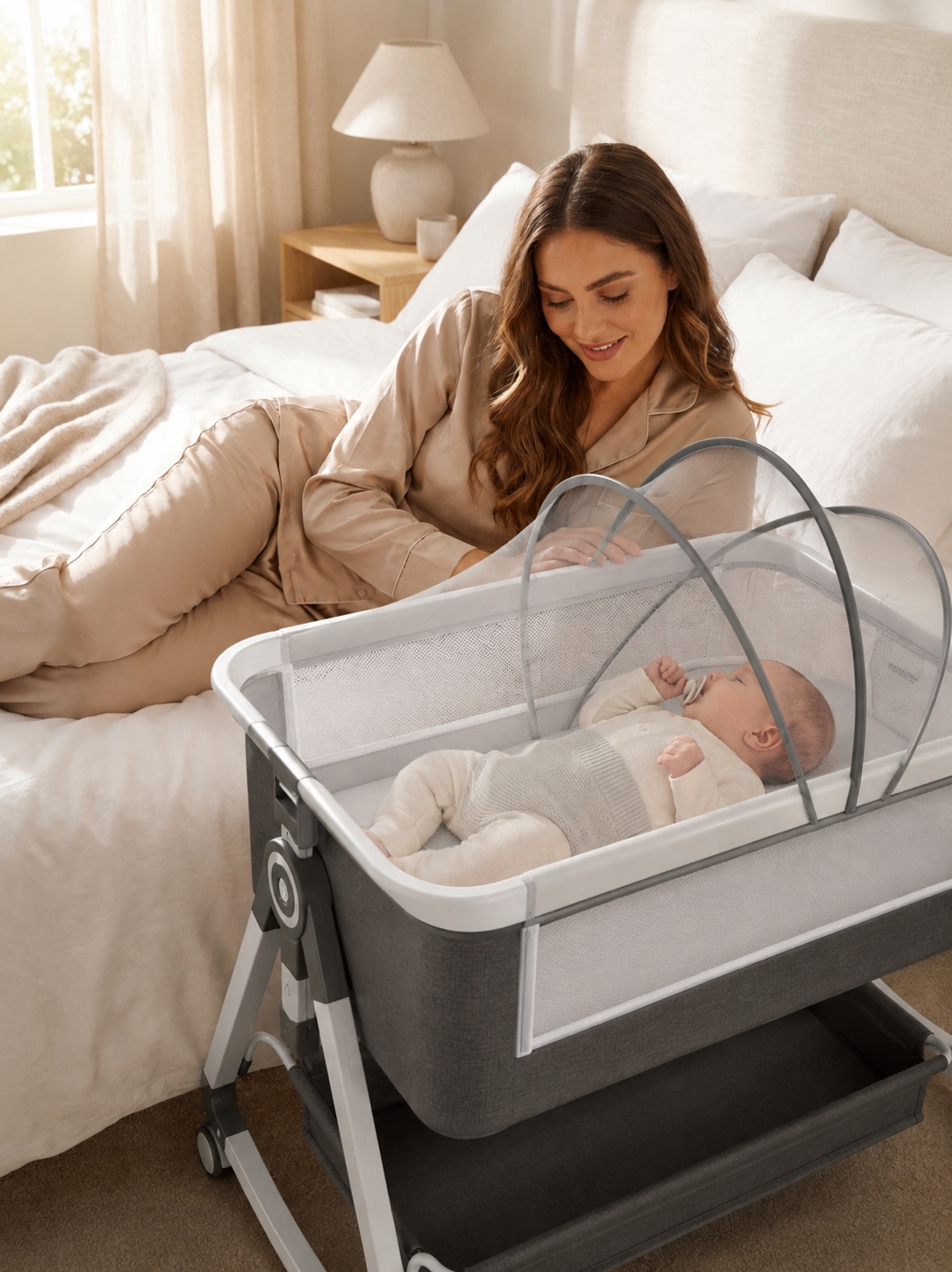 Krona 3-in-1 Portable Baby Nursery Bassinet Bedside Crib