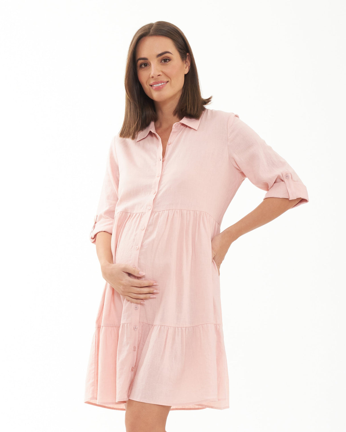 Sophia Linen Maternity Dress