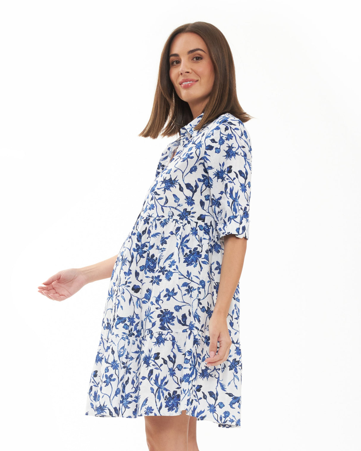 Ella Linen Maternity Dress