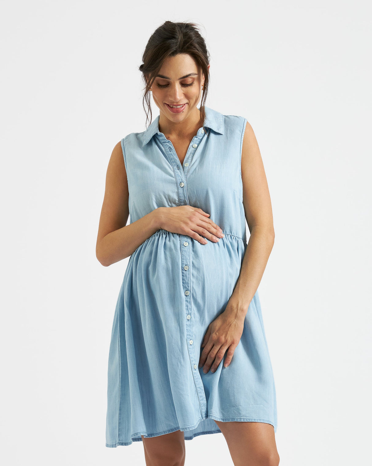 Harper Chambray Maternity Shirt Dress