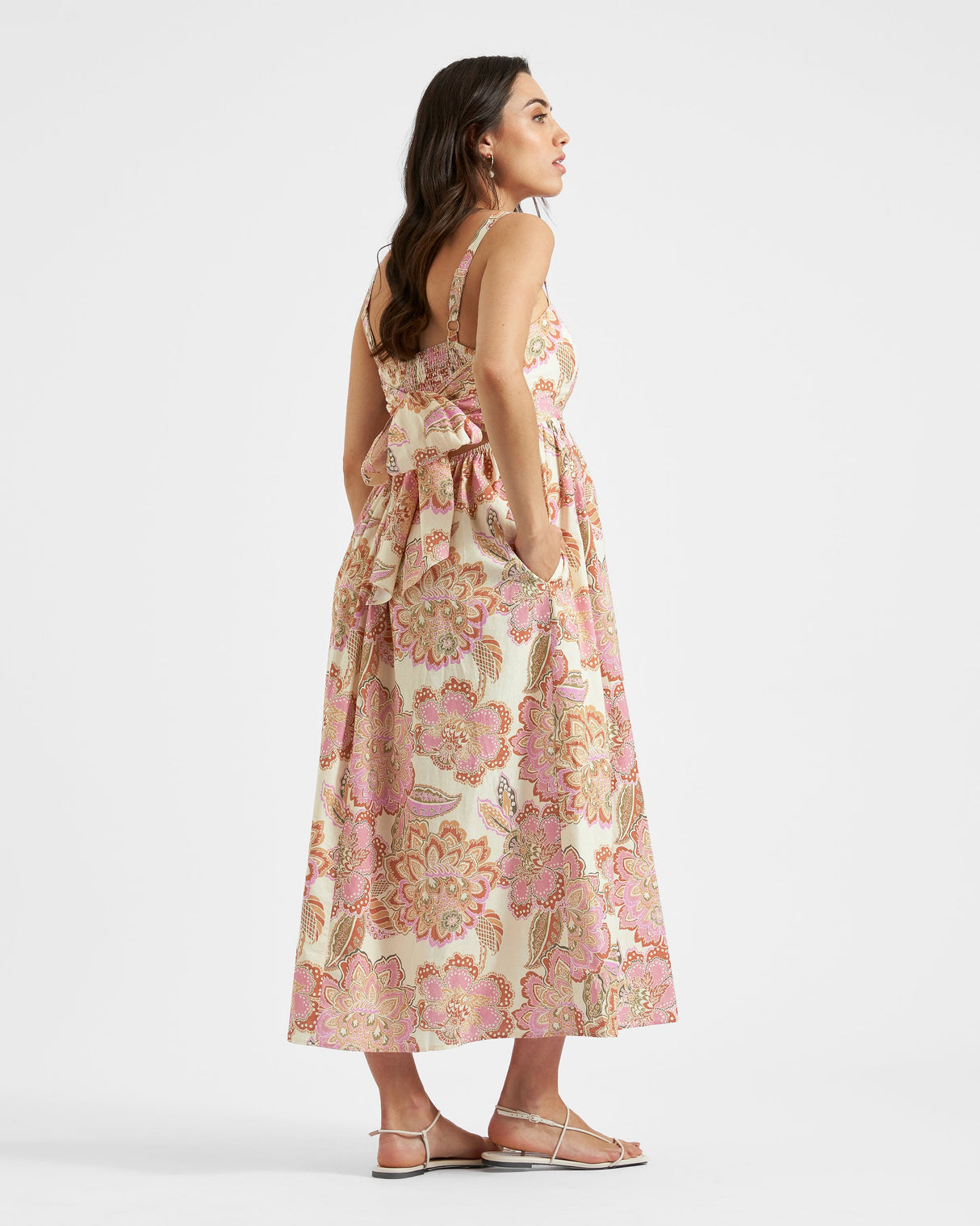 Sophia Tie-Back Linen Maternity Dress