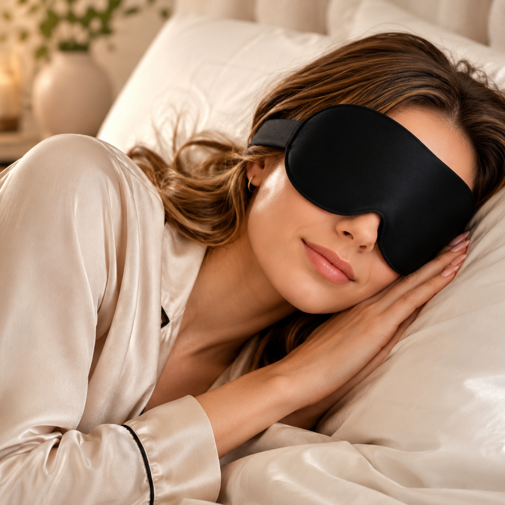 Luna Blackout Sleep Mask – Premium Silk Eye Mask for Deep Sleep & Travel