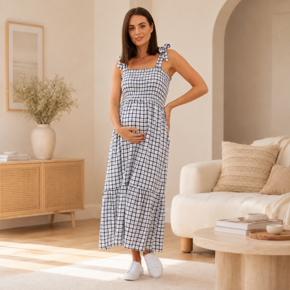 Charlotte Smocked Maternity Maxi Dress