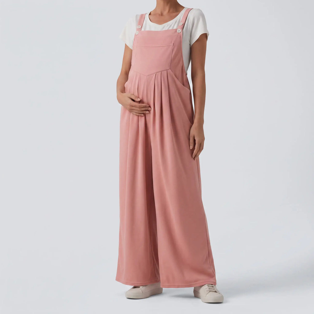 Waffle Casual Maternity Overalls with Pockets