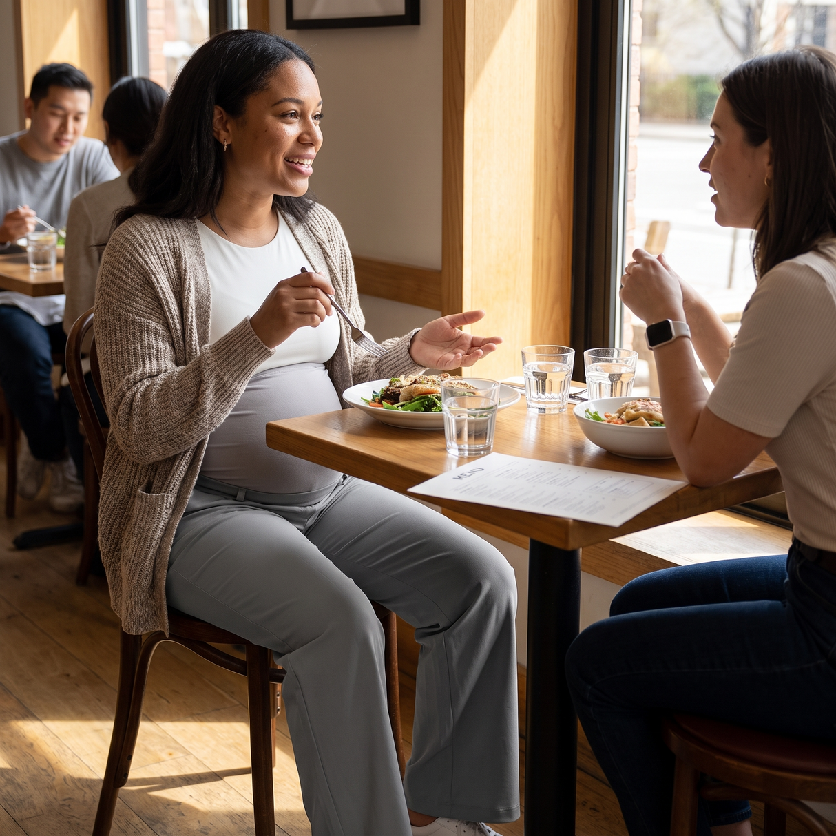 Super High Waisted Straight Leg Work Maternity Pants - lunch out