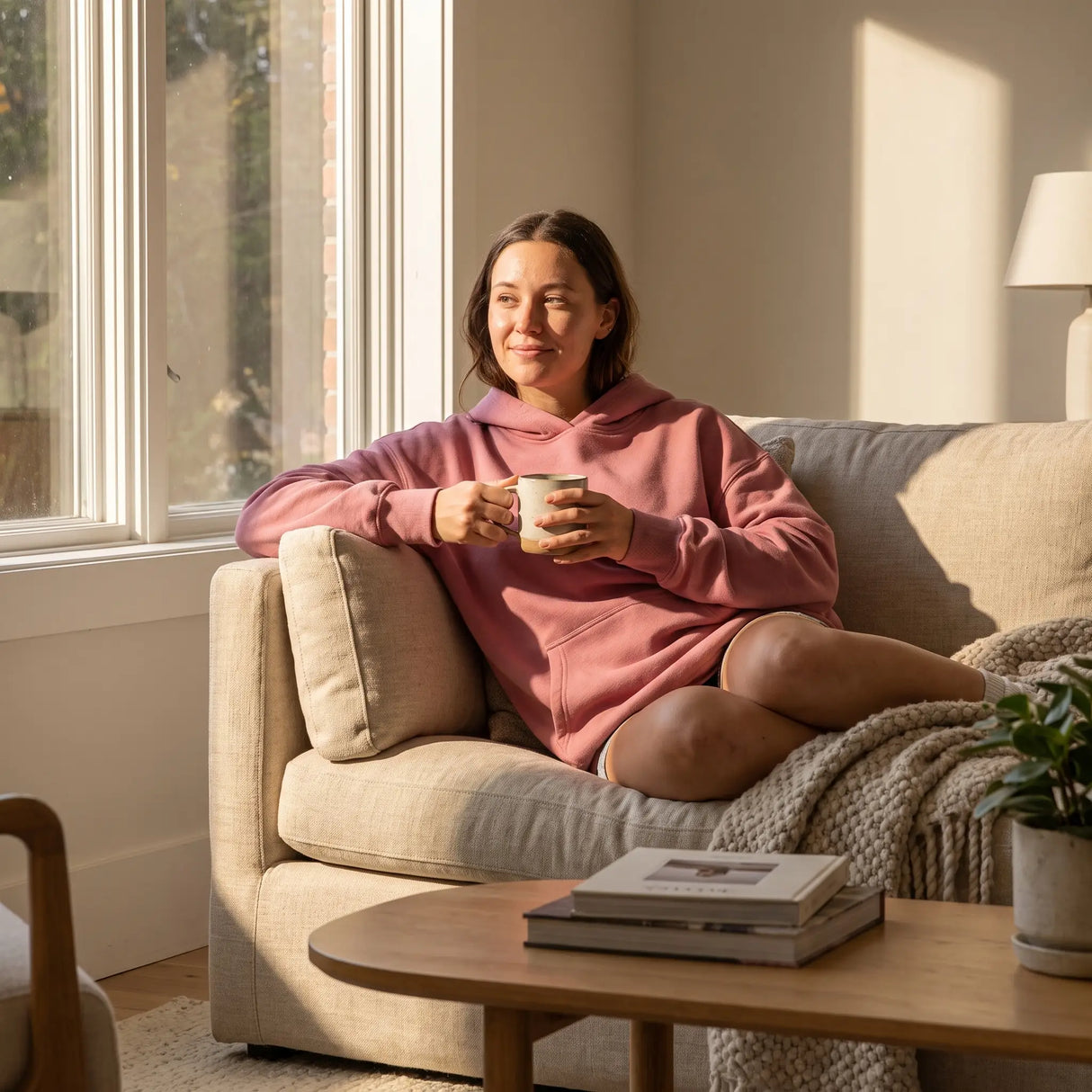 Hooded Fleece Sweatshirt - sunlit living room