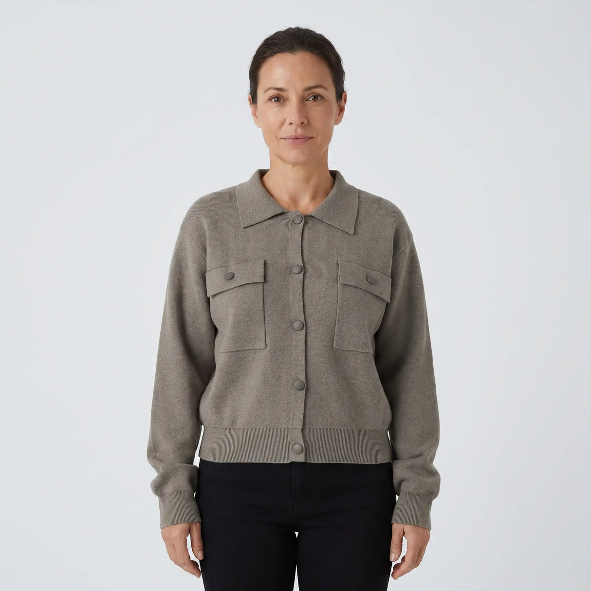 Collared Chest Pocket Knitted Jumper - studio hero