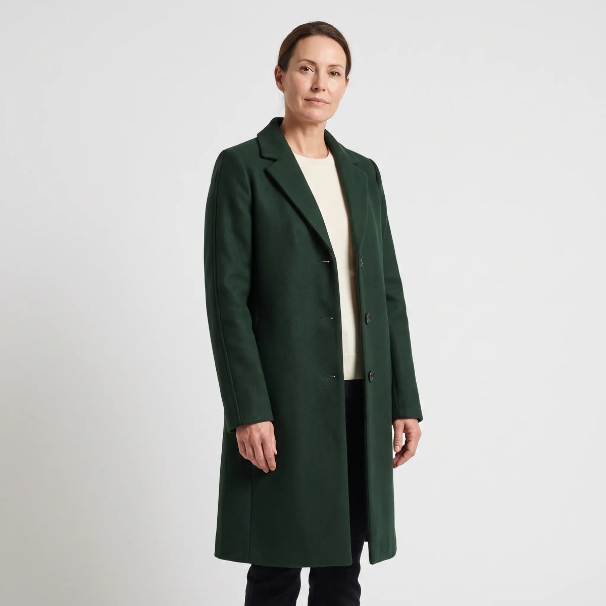 Women's Wool-Blend Coat Dark Green - studio hero