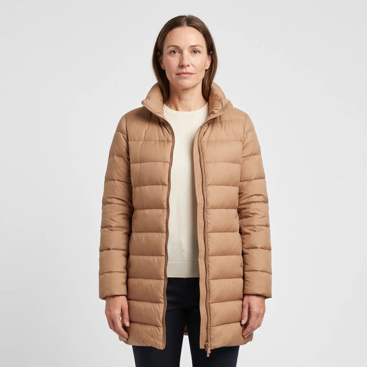 Women's Premium Down Coat - Nougat - studio hero
