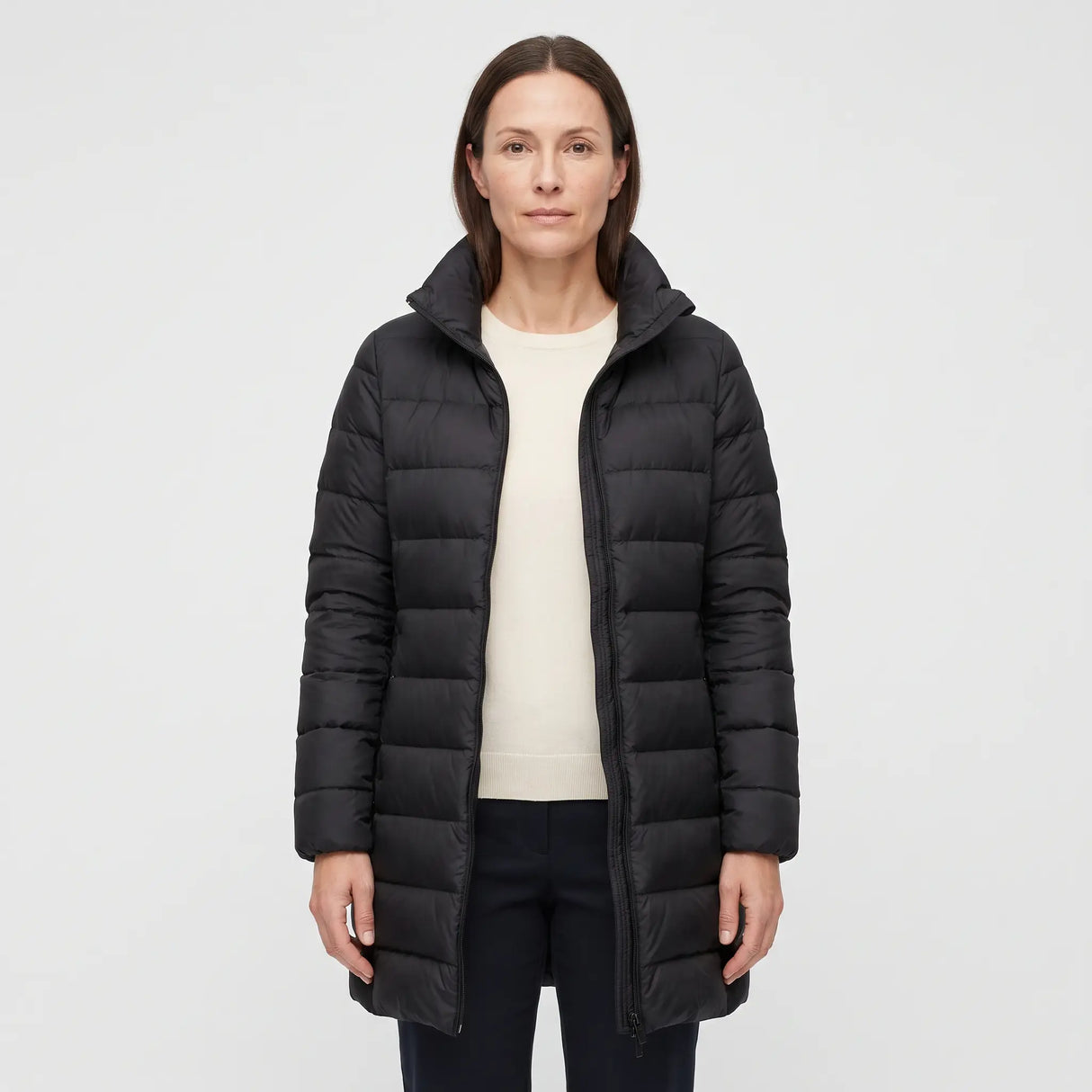 Women's Down Coat - Black - studio hero