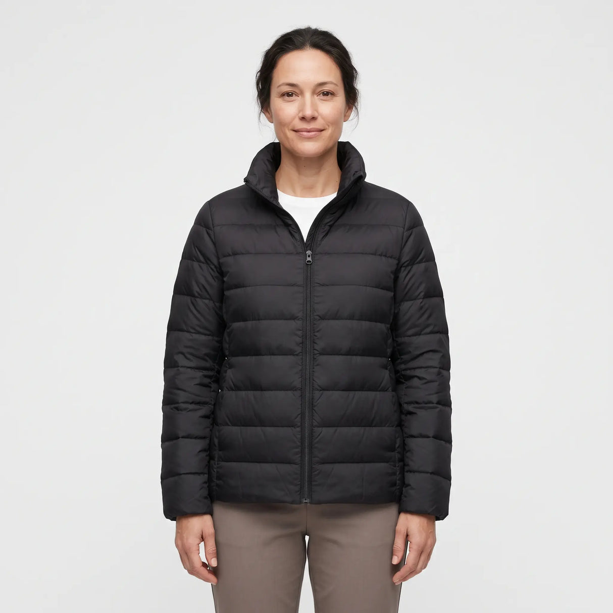 Women's Down-Feel Puffer Coat - Black - studio hero