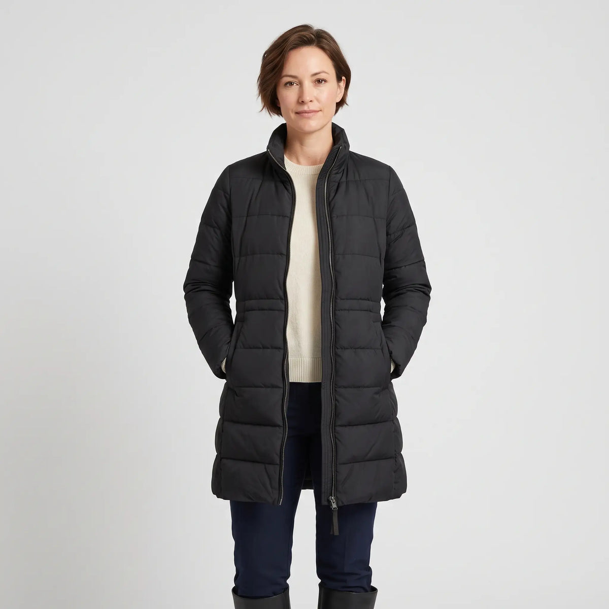 Women's Winter Coat - Black - studio hero