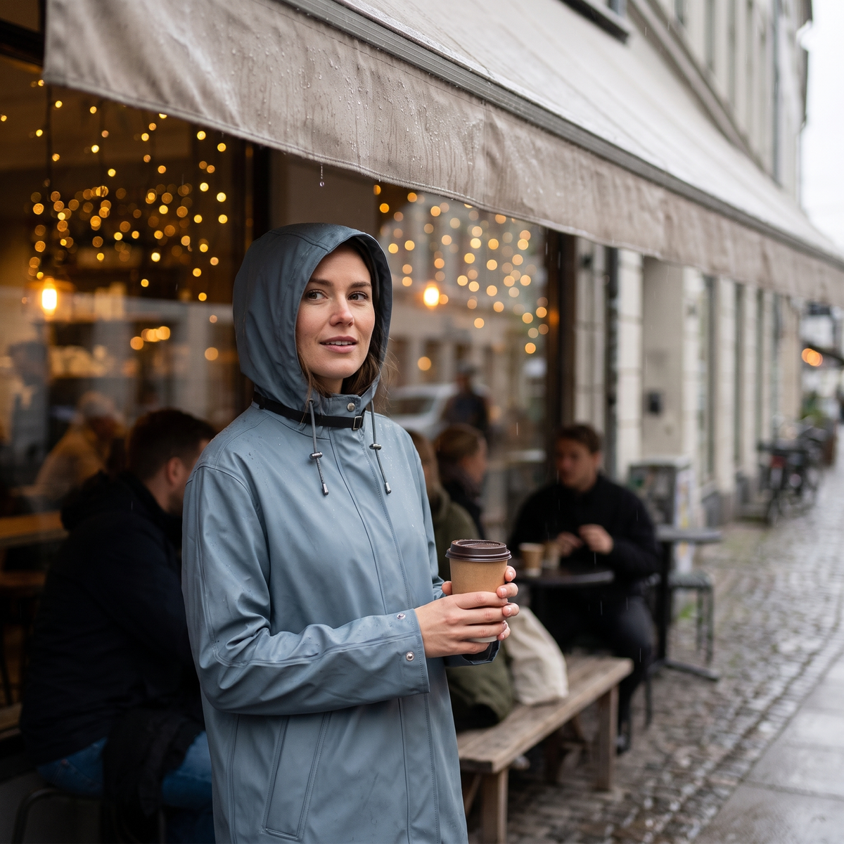 Women's Waterproof Raincoat - Grey Blue