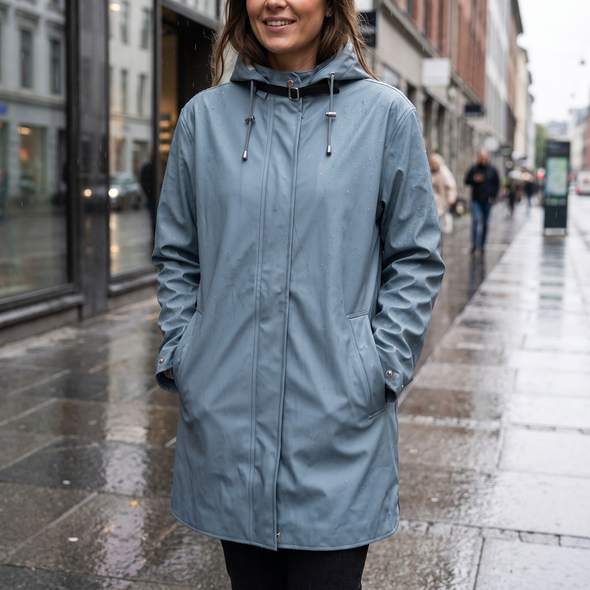 Women's Waterproof Raincoat - Grey Blue