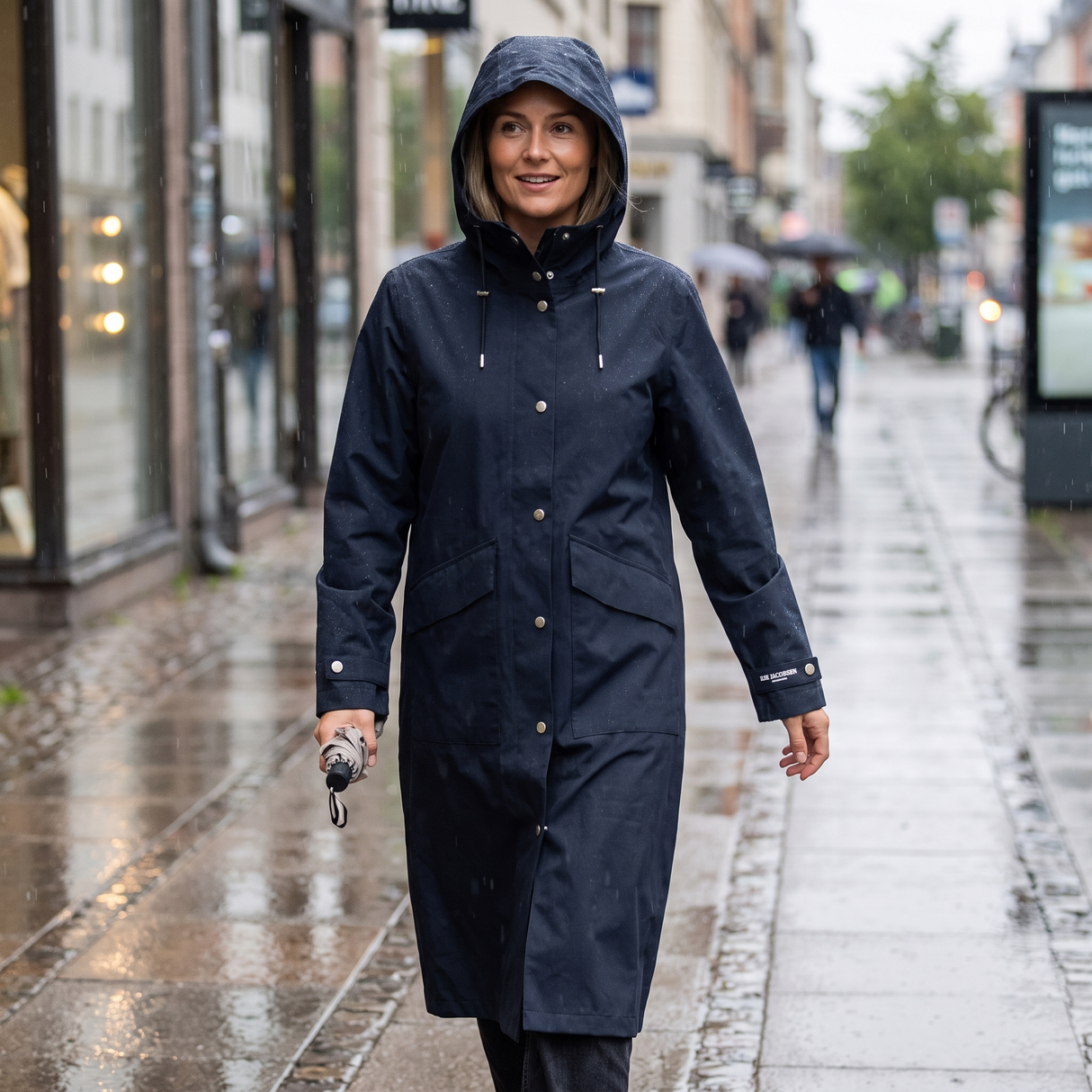 Women's Long Raincoat - Dark Indigo