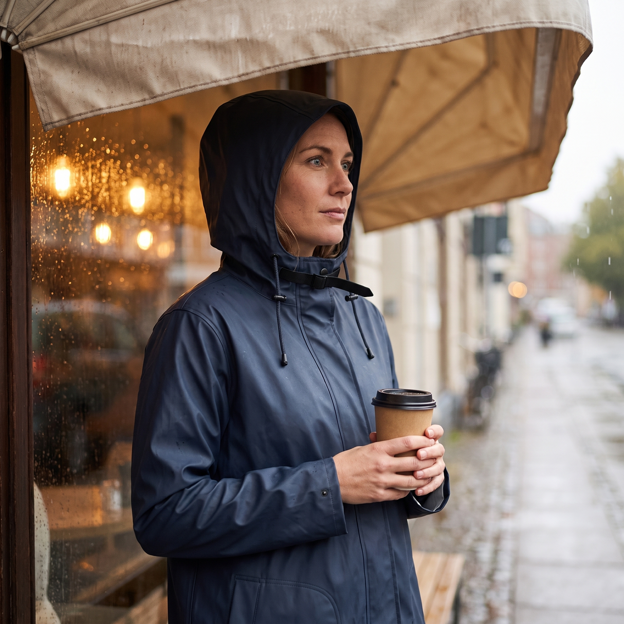 Women's Lightweight Raincoat - Ombre Blue