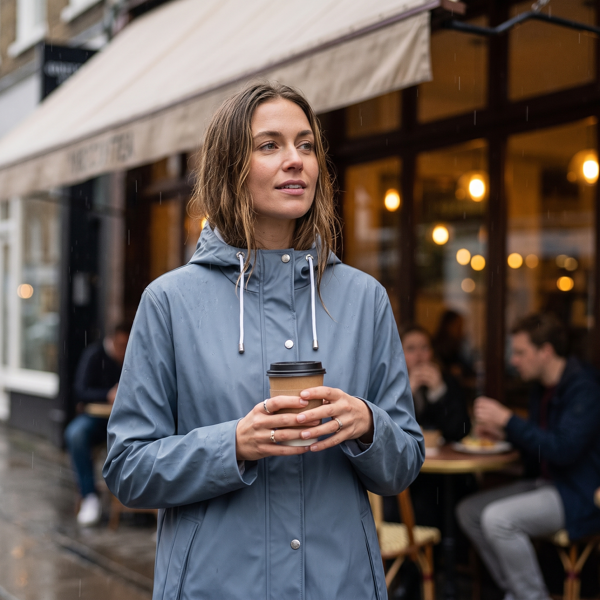 Women's Short Rain Jacket - Grey Blue