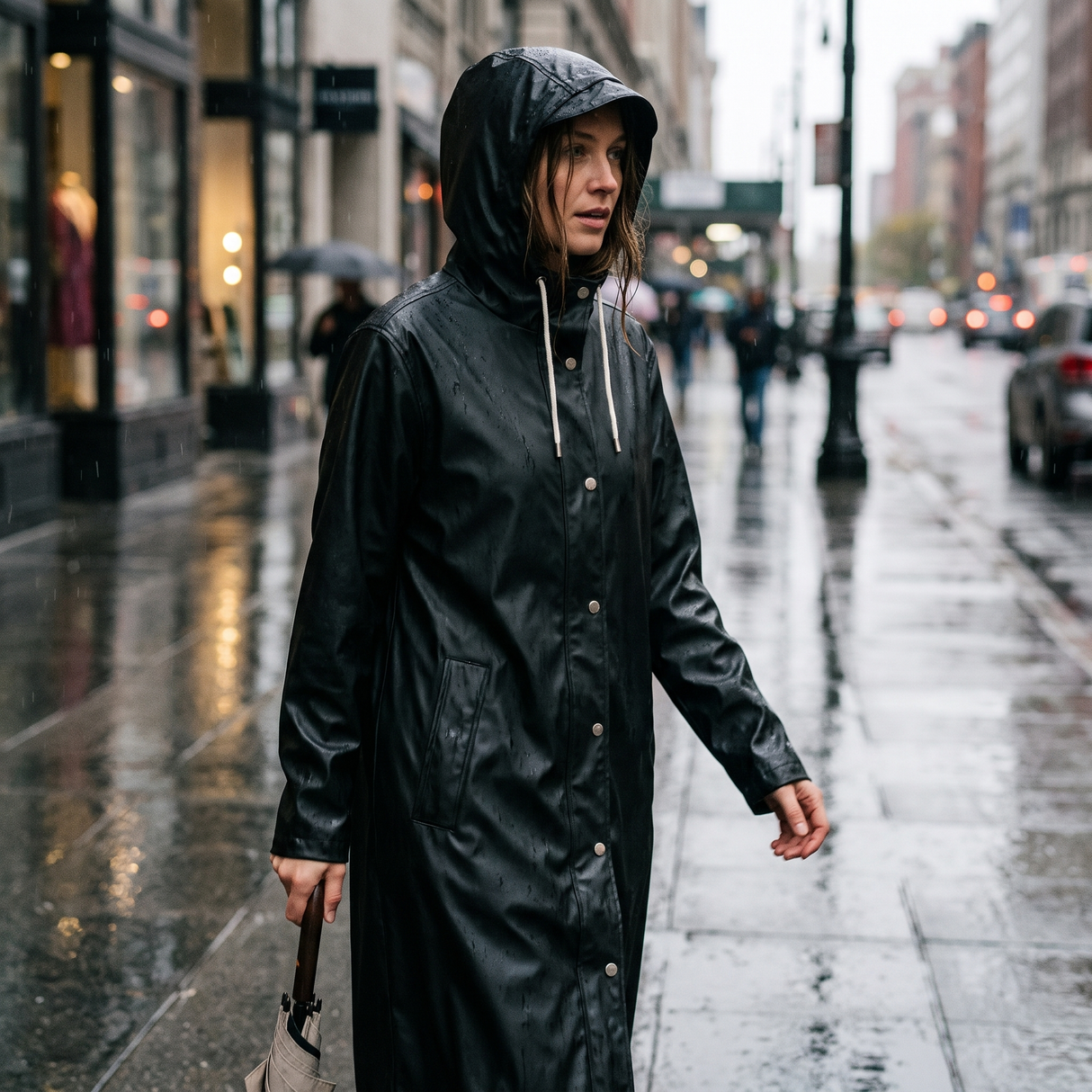 Women's Long Rain Jacket - Black Beauty