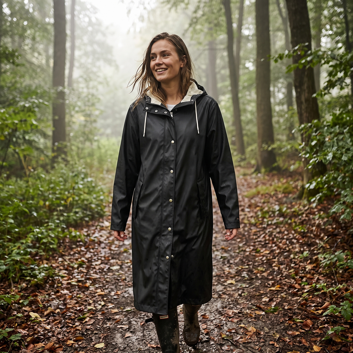 Women's Long Rain Jacket - Black Beauty