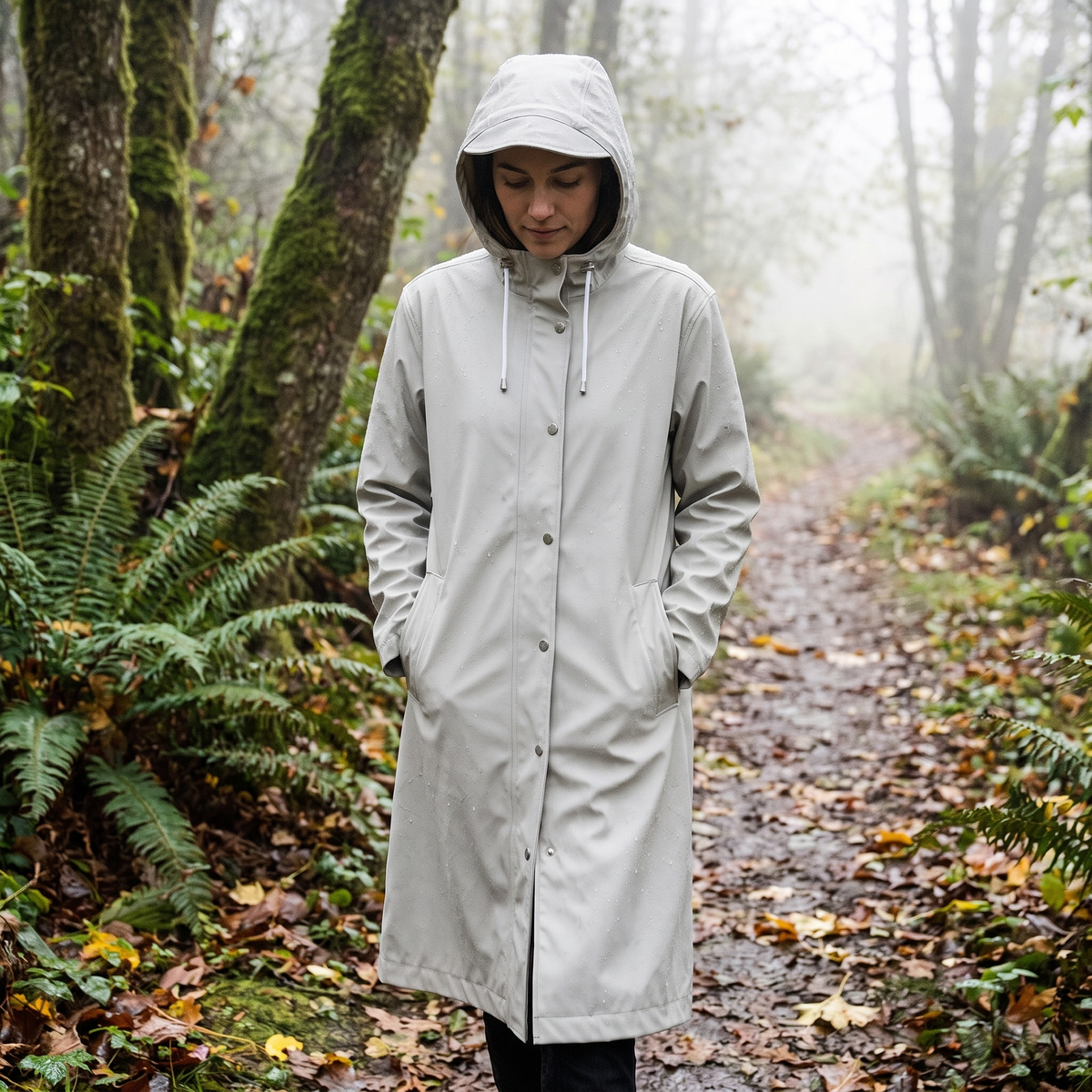 Women's Long Rain Jacket - Milk Creme