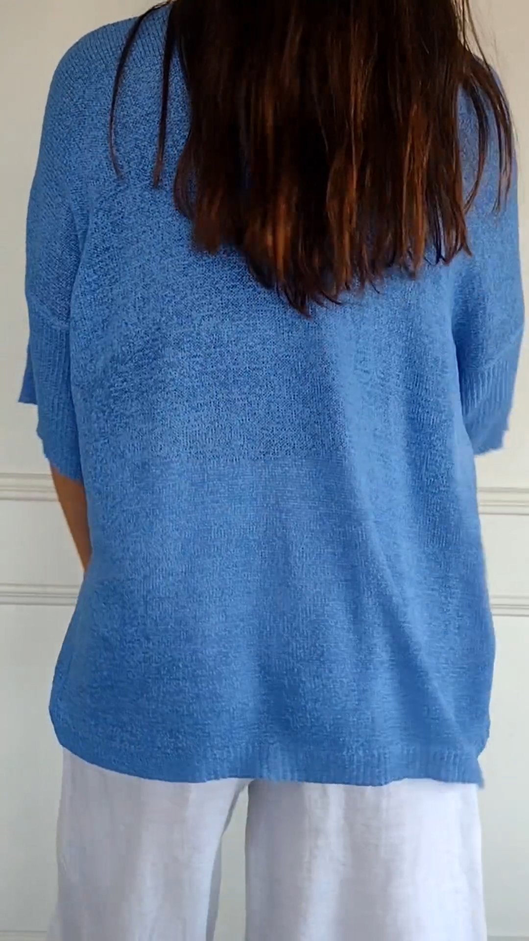V-Neck Curved-Hem Knit Top