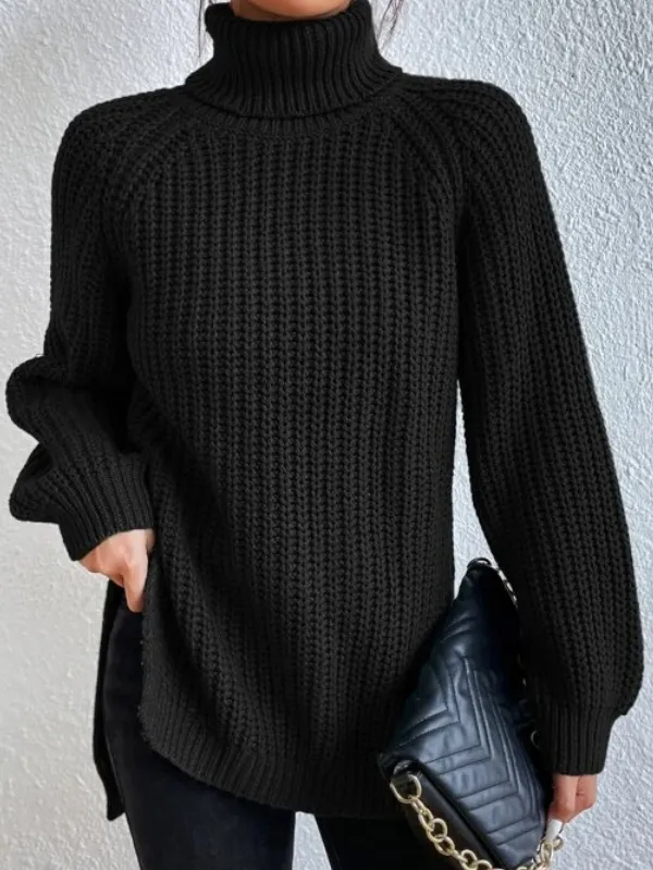 High-Neck Side-Slit Jumper