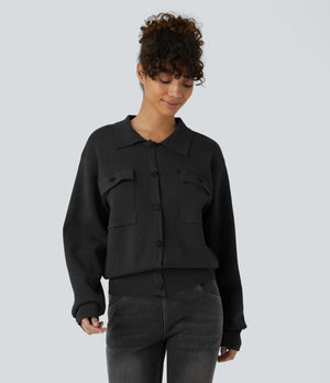 Pocket Long Sleeve Casual Sweater
