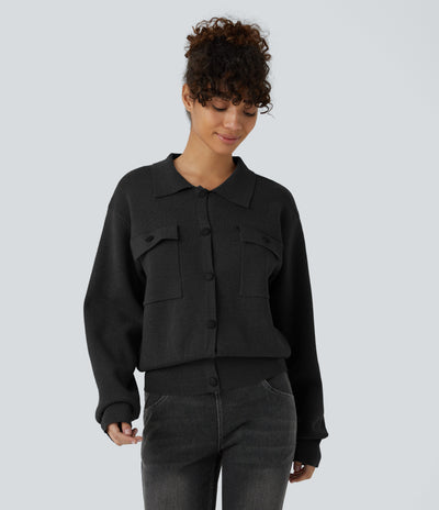 Pocket Long Sleeve Casual Sweater
