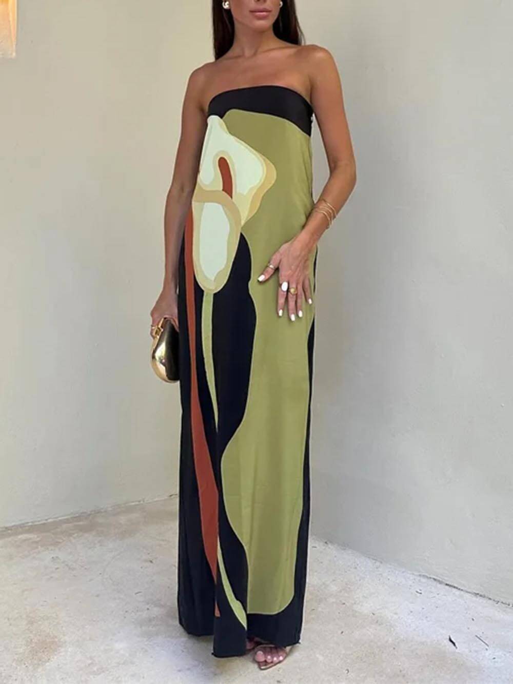 Off-Shoulder Print Maxi Dress
