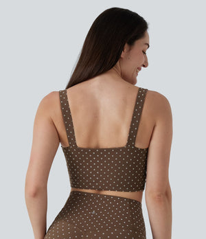 Light Support V-Neck Polka Dot Yoga Sports Bra