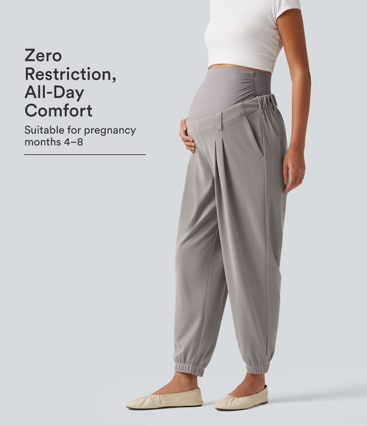Super High Waisted Tapered Waffle Maternity Joggers
