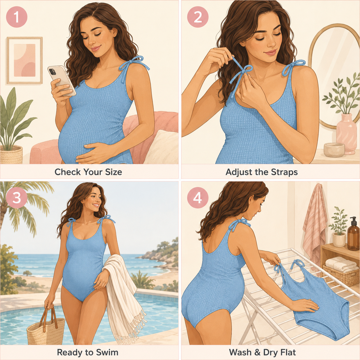 Sienna Baby Blue Maternity Fit Swimsuit