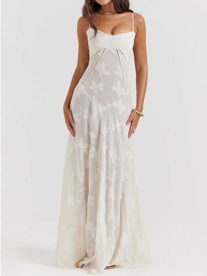 Floral Lace-Back Maxi Dress