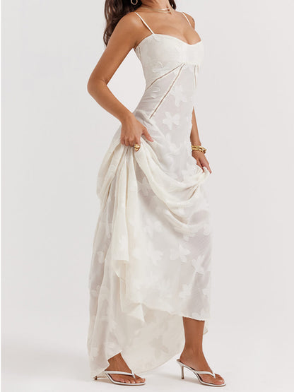 Floral Lace-Back Maxi Dress